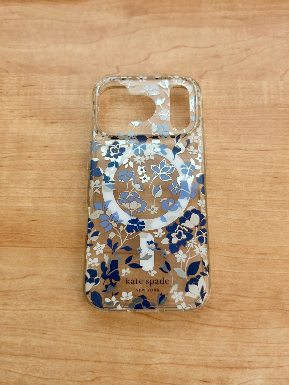 iPhone 17 pro kate spade New York Clear Blue Floral iPhone Case